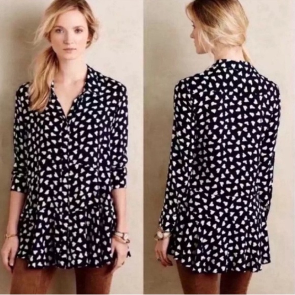 Anthropologie Blue and White Geometric Tunic XS - Picture 1 of 4